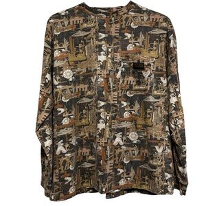 Walls Oilfield Camo Long Sleeve Tshirt Work Shirt Pocket Size Medium